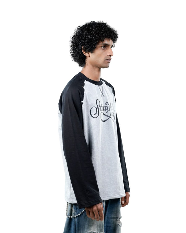 balck and white graphic full-sleeve sweatshirt for men.
