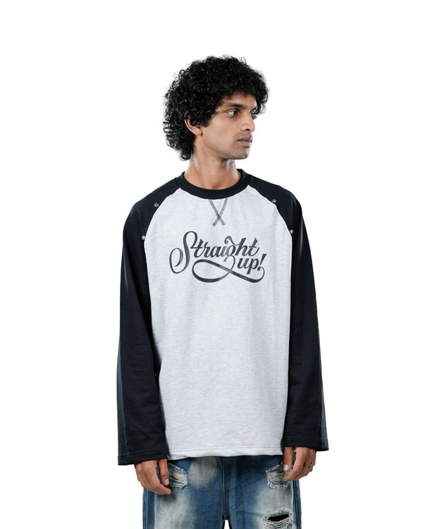 black and white graphic full-sleeve sweatshirt for men.