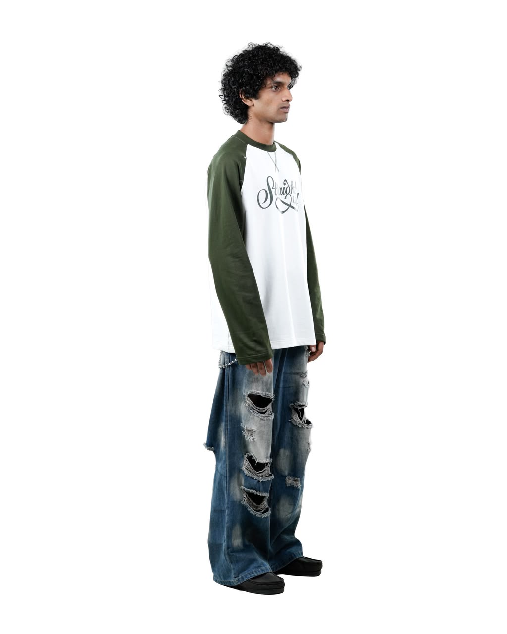 green and white graphic full-sleeve sweatshirt for men.