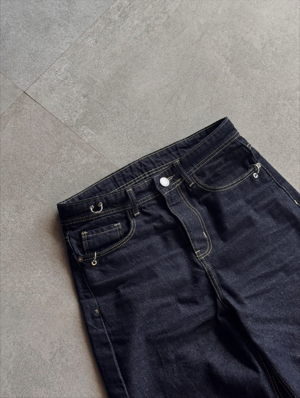 Raw Denim Wide Leg Jeans