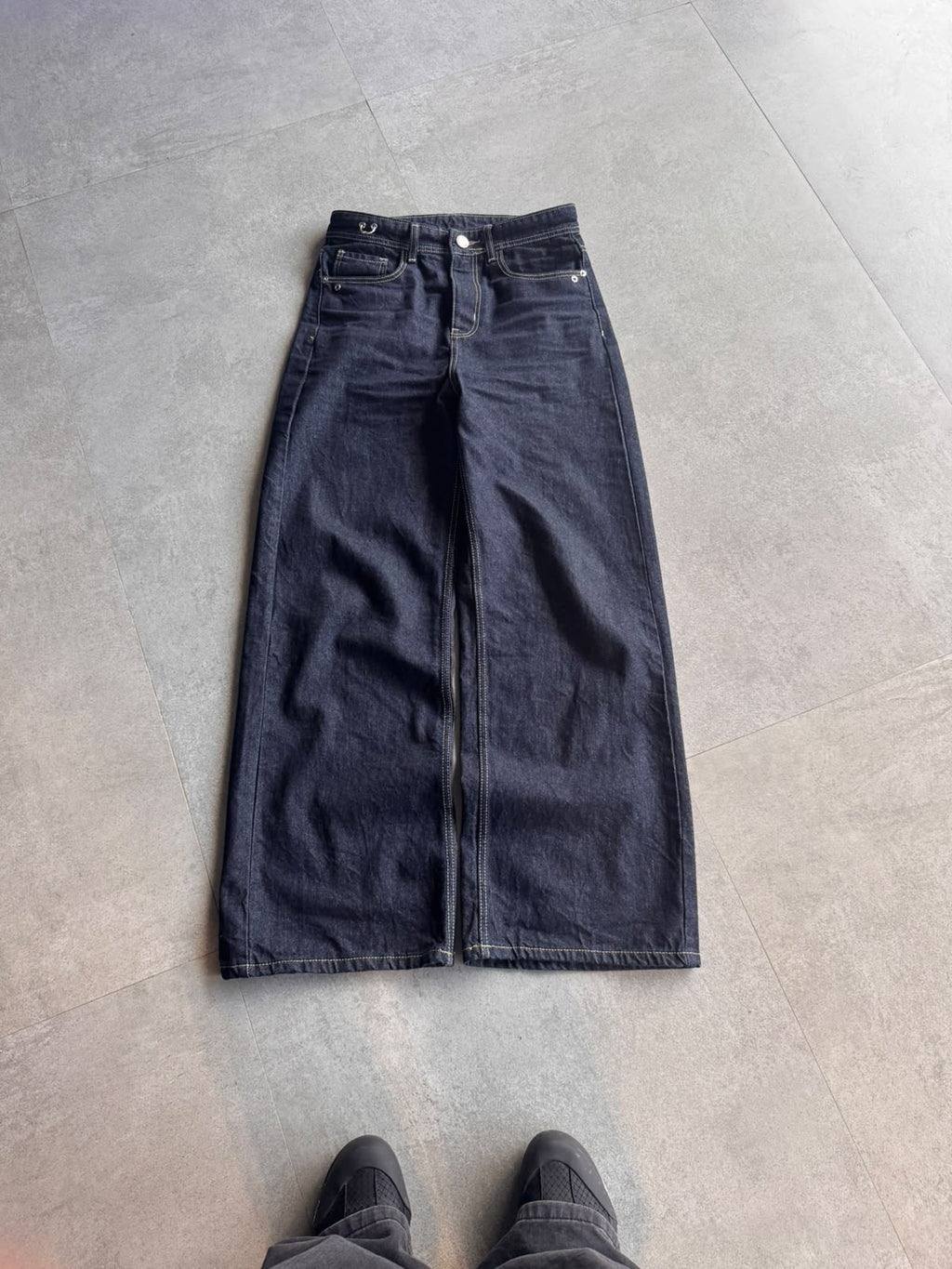 Raw Denim Wide Leg Jeans