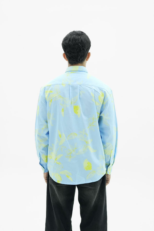 Men’s botanical print full-sleeve shirt with button-down front.