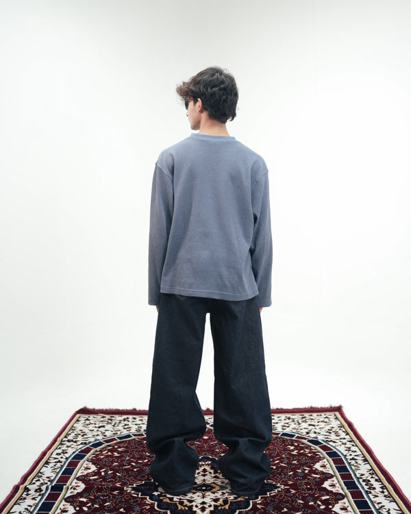 Waffle Knit Oversized Full-Sleeve T-Shirt