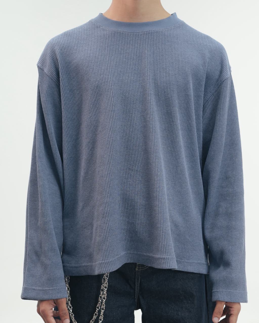 Waffle Knit Oversized Full-Sleeve T-Shirt