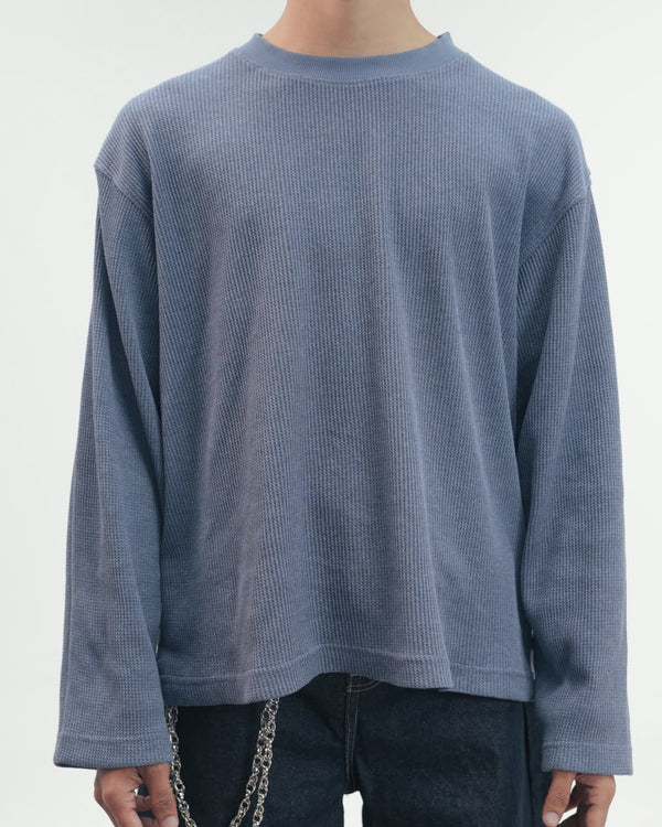 Waffle Knit Oversized Full-Sleeve T-Shirt