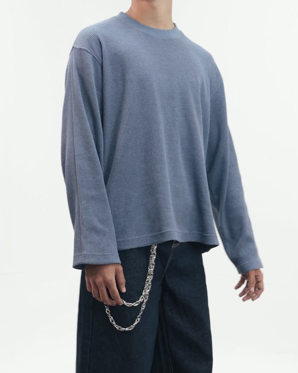 Waffle Knit Oversized Full-Sleeve T-Shirt
