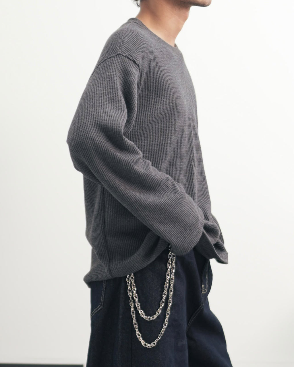 Waffle Knit Oversized Full-Sleeve T-Shirt