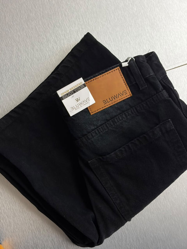 Black Wide-Leg Denim Jeans