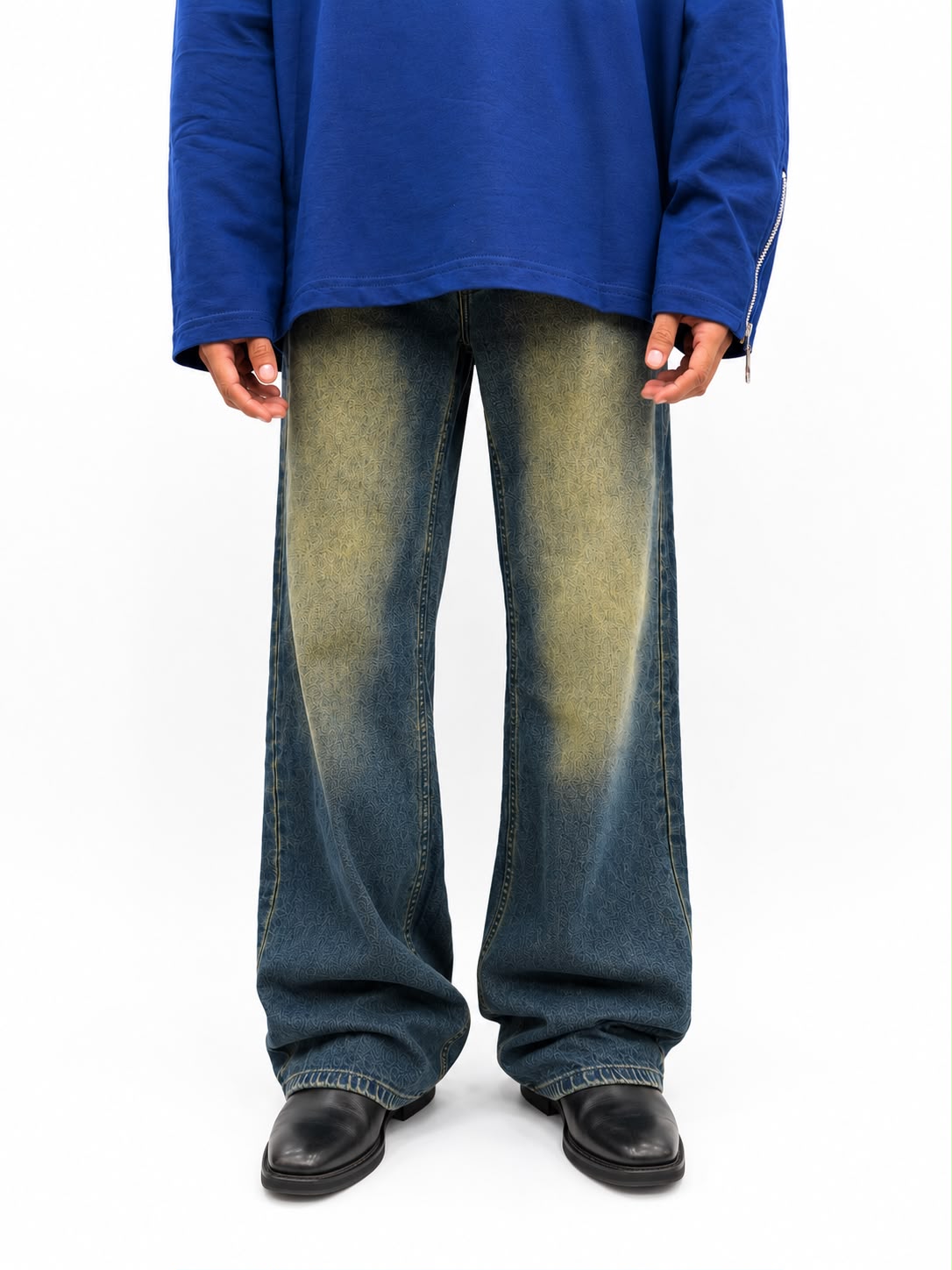 Men's  baggy wide-leg denim jeans