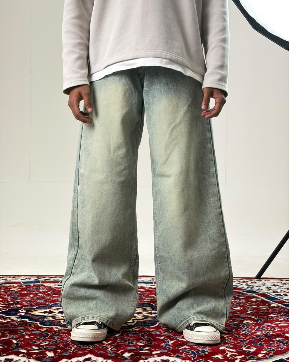 Wide-Leg Denim Jeans