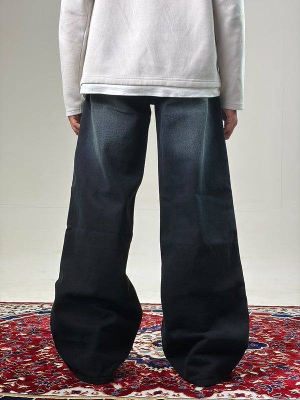 Black Wide-Leg Denim Jeans